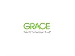 A green and white logo for grace.